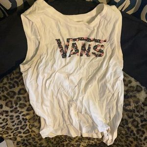 medium floral white vans “off the wall” tank top